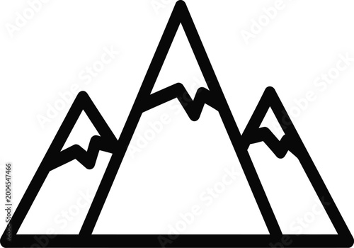 Minimal Snow Capped Mountain Peaks Outline Vector Illustration