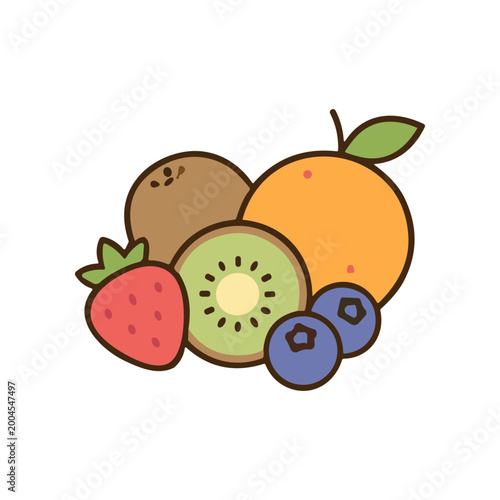Colorful cartoon fruit mix together.