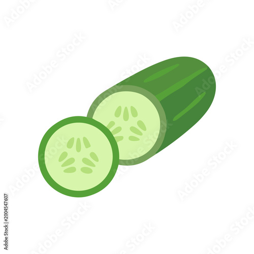 Fresh green cucumber slices illustration.