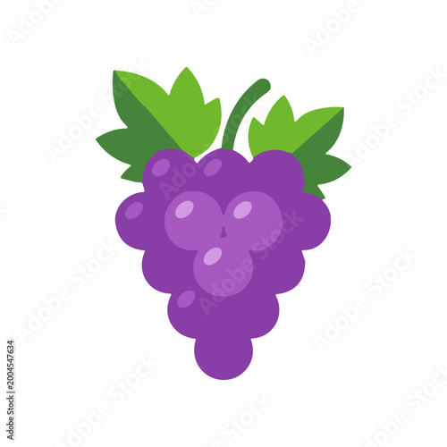 Purple grapes with green leaves bunch.