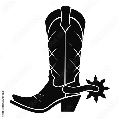 Cowboy boot silhouette vector drawing for western fashion icon