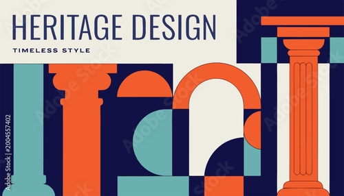 Tableau sur toile Heritage design timeless style, abstract geometric background with architectural