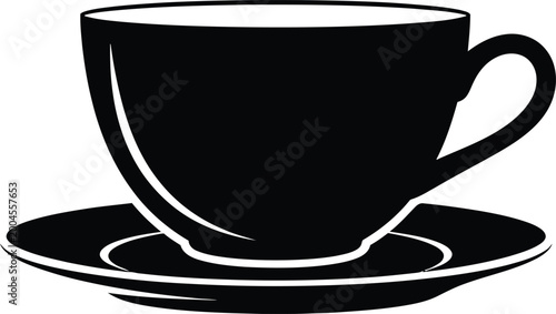 Fotografía minimalist black coffee cup on saucer isolated illustration vector design