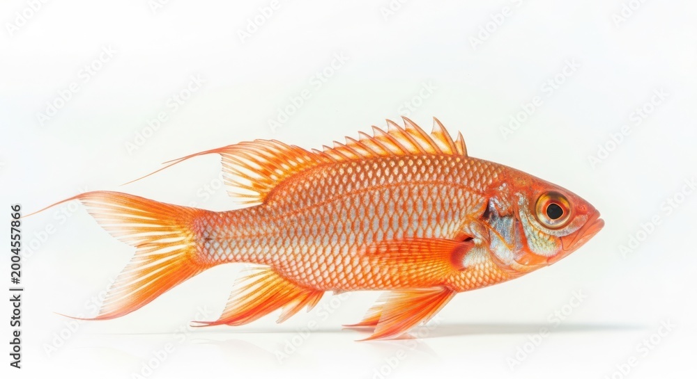 Fototapeta premium golden red carp fish isolated on white background with natural lighting