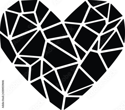 Abstract Geometric Heart Shape on White Background, Modern Design