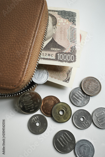Money and Coins Spilling from Wallet Budget and Finance Concept