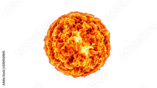 Abstract circular fire texture or sun surface with intense flames.