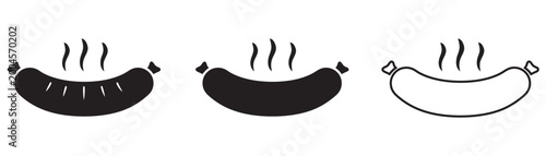 sausage grilled icon, food icon, BBQ cooked meat, vector illustration on a white background