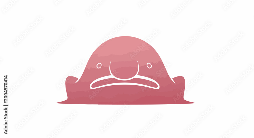 Fototapeta premium Sad pink cartoon blob with frowning face expression
