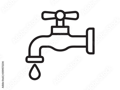 water tap with falling droplet vector, water faucet with a single droplet falling vector illustration
