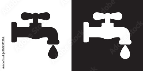 water tap with falling droplet vector, water faucet with a single droplet falling vector illustration