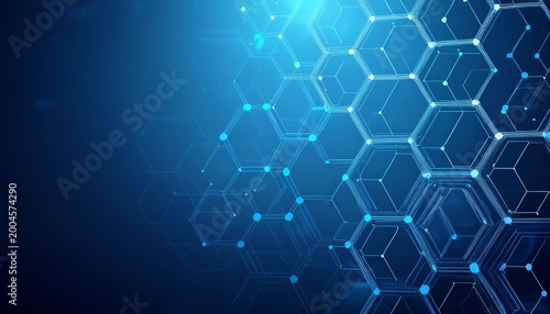 abstract technology or medical background with hexagons shape pattern molecular structure