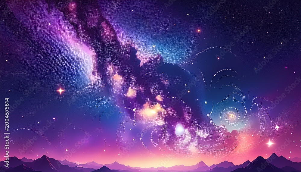 Fototapeta premium night purple sky with stars and galaxy in outer space universe background