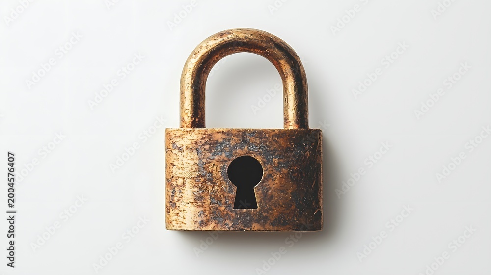 Naklejka premium Aged lock illustration with antique brass texture wallpaper