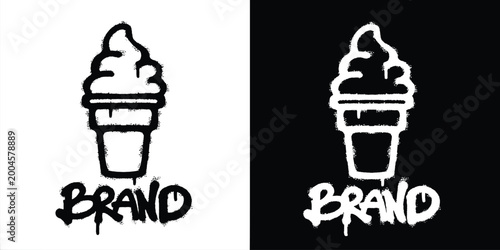 Fotografija Ice Cream Cone Urban graffiti style logo