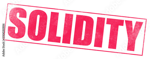 Foto Red solidity stamp on white background in bold typography for business branding