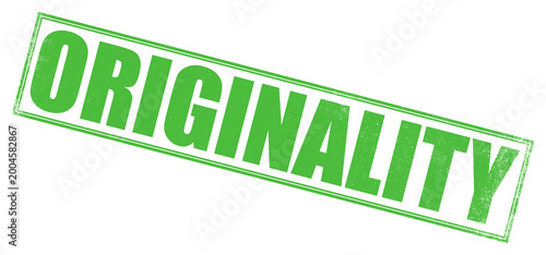 Fotografie Green originality stamp on white background in bold typography for business auth