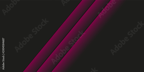 Fotografía Abstract background featuring three vibrant purple diagonal stripes with a neon glow effect on black