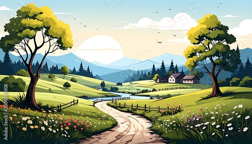 Idyllic pastoral landscape