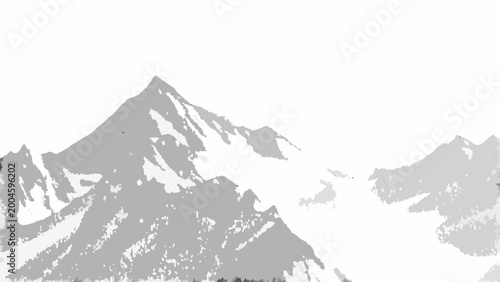 Tableau sur toile mountain range silhouette against a white background grayscale alpine peaks and