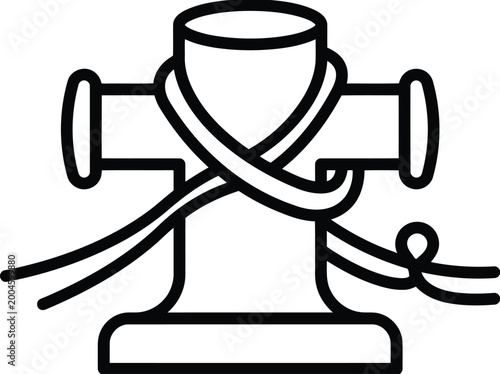 Mooring Bollard with Rope Docking Post Maritime Harbor Icon