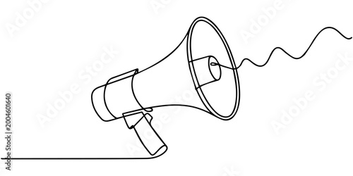 Tableau sur toile megaphone continuous one line drawing, Continuous line art drawing megaphone ann