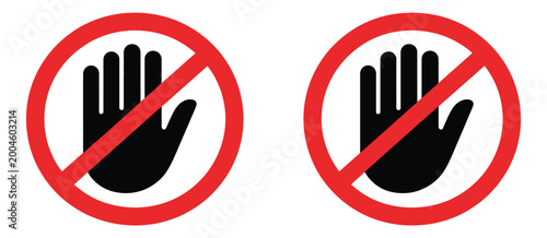 Tableau sur toile Do not enter sign featuring hand stop symbol, no entry restriction icon, prohibi