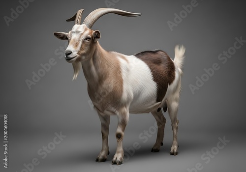 White horse with flowing mane and tail standing on a dark background, animal