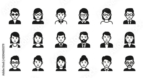 Black and white business people icons.