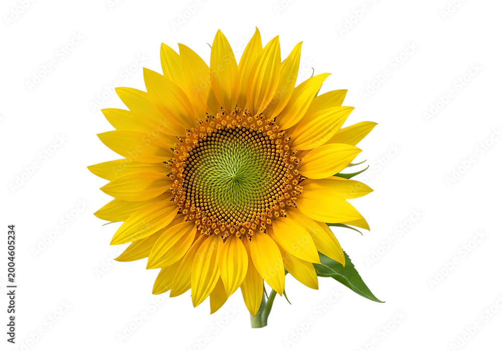 Obraz premium Bright yellow sunflower isolated on transparent background detailed floral illustration