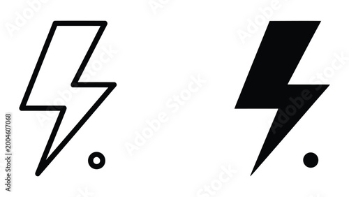Fotografi Bold lightning bolt icon with dot