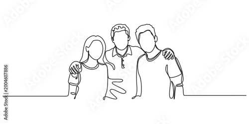 Schilderij op canvas Single one line drawing friendship day concept