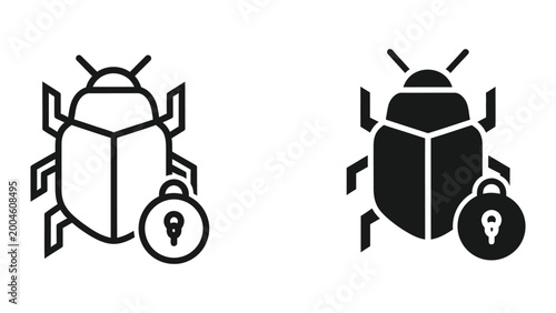 Konstfotografi Secure beetle icon with locked padlock symbol