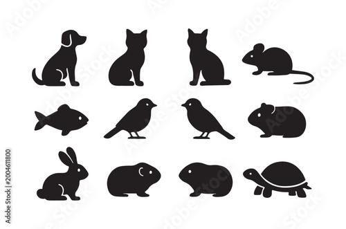 animal silhouettes on white background high quality professional