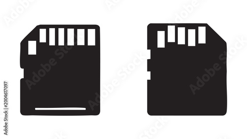 Black Memory Card and Micro Memory Card Icons