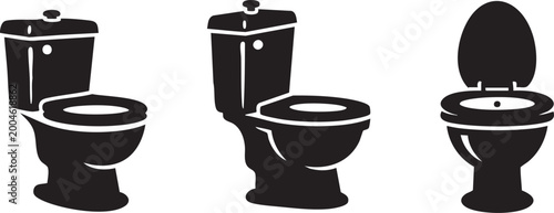Bild auf Leinwand Three black and white silhouettes of toilets in a simple arrangement