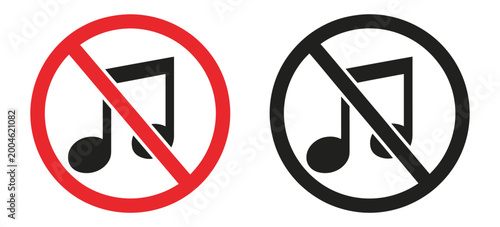 No music notes symbols representing silence, muted sound, audio restriction, volume off, and music prohibition