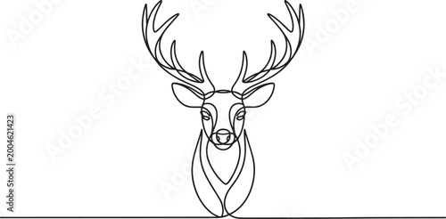 Deer head minimalist line art Modern Minimalist black and white illustration for Christmas decoration