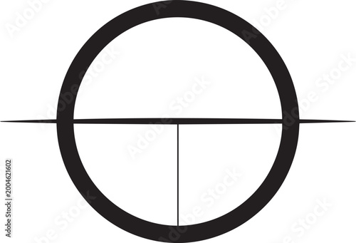Rifle scope reticle in black color on white background for hunting and outdoor activities