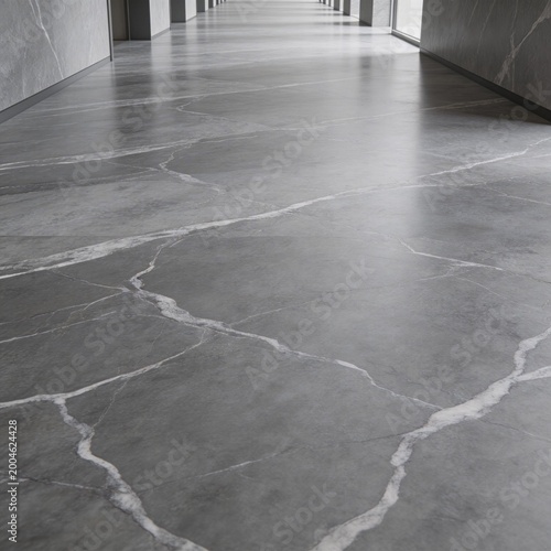 Modern hallway with marble floor