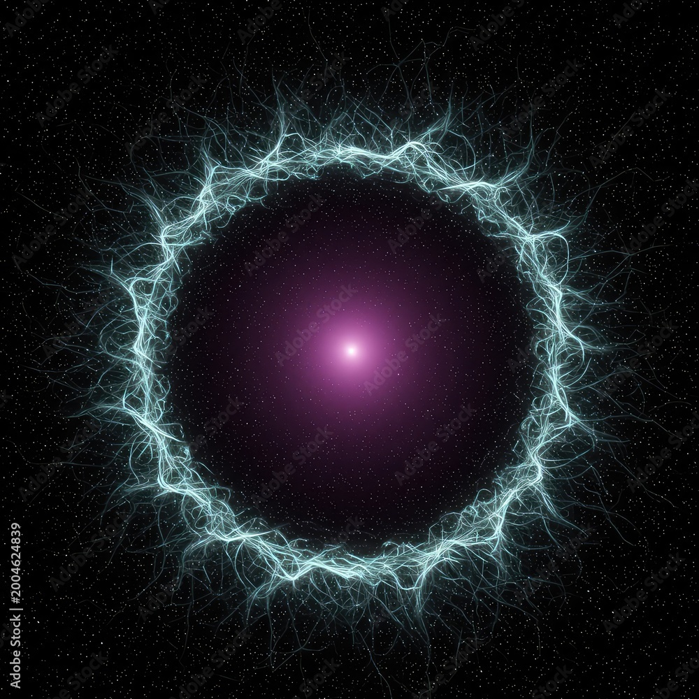 Fototapeta premium Abstract physics background showing the dense, energetic fabric of spacetime and the fluctuating quantum vacuum field, motion, dimension, subatomic