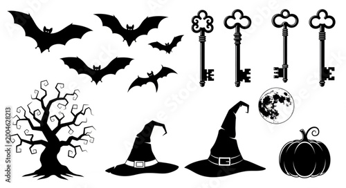 Photos Halloween icons and symbols collection.