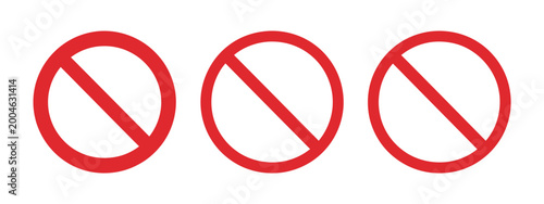 Fotografía Red circle with cross line prohibition symbol set representing stop sign, forbid