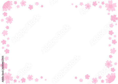 Horizontal Sakura Flower Border with Corner Decoration