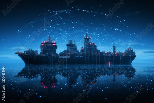 Futuristic digital visualization showcasing global import tariffs and trade dynamics