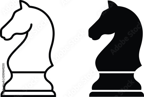Obraz na plátne Chess knights in contrasting colors a black and white representation of strategy