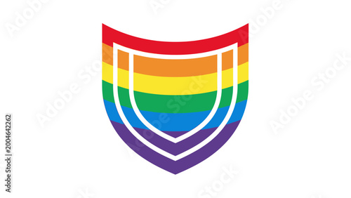 A stylized shield with rainbow colors and white outlines on a white background Free Download A stylized shield with rainbow colors and white outlines on a white background - GFXLoad