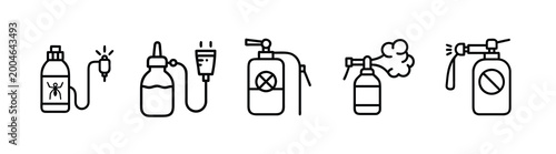Pest control web line icons set mosquito repellent insecticide spray & more vector illustration with editable stroke