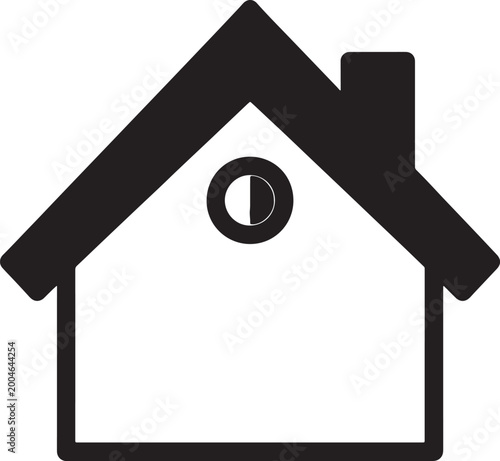 Foto Black and white minimalist house with circular window and chimney also transpare