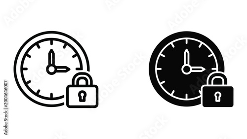Konstfotografi Secure clock icons with padlock symbols
